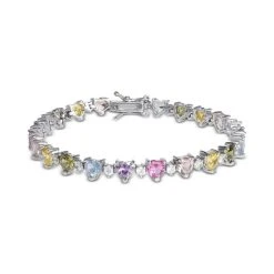 Buy ๐ Giani Bernini Multicolor Cubic Zirconia Heart Link Bracelet In Sterling Silver, Created For Macy's โ
