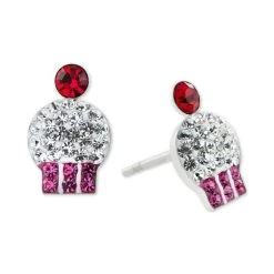 New ❤️ Giani Bernini Crystal Cupcake Stud Earrings In Sterling Silver, Created For Macy's Multi 🧨