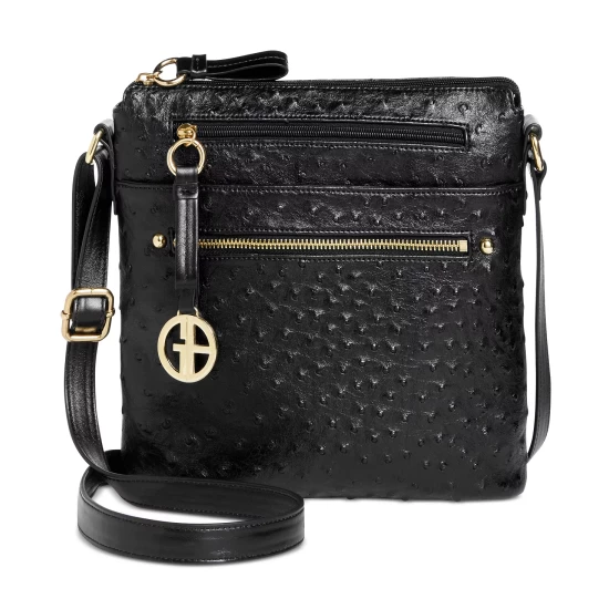 Best Sale π Giani Bernini Embossed Faux Ostrich Crossbody, Created For Macy's Black/black/gold π 2 Best Sale π Giani Bernini Embossed Faux Ostrich Crossbody, Created For Macy's Black/black/gold π - Image 2