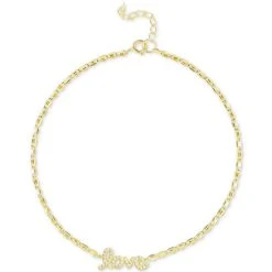 Outlet โ Giani Bernini Cubic Zirconia Love Script Ankle Bracelet In 18k Gold-Plated Sterling Silver, Created For Macy's ๐