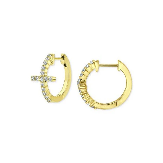Cheapest 🎁 Giani Bernini Cubic Zirconia Cross Small Hoop Earrings, 0.625, Created For Macy's Gold Over Silver ✨ 3 Cheapest 🎁 Giani Bernini Cubic Zirconia Cross Small Hoop Earrings, 0.625, Created For Macy's Gold Over Silver ✨ - Image 3