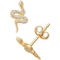 Budget 🎉 Giani Bernini Cubic Zirconia Snake Stud Earrings, Created For Macy's Gold ✨