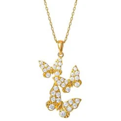 Promo ✨ Giani Bernini Cubic Zirconia Three Butterfly Pendant Necklace In Gold-Plated Sterling Silver, 18 + 2 Extender, Created For Macy's ✨