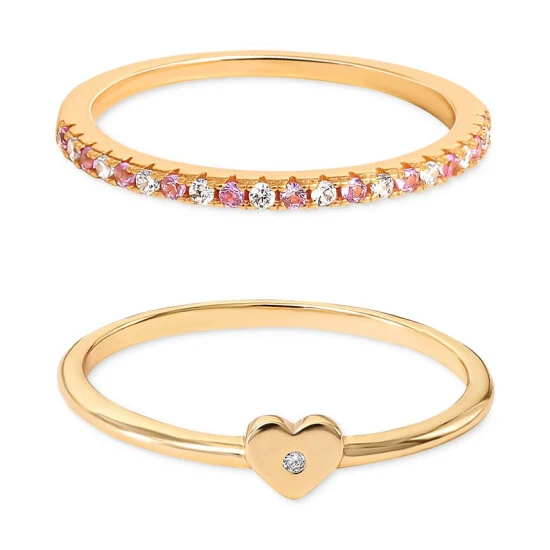 Wholesale โ๏ธ Giani Bernini 2-Pc. Set Pink & White Cubic Zirconia Heart Stack Rings In Gold-Plated Sterling Silver, Created For Macy's ๐ 1 Wholesale โ๏ธ Giani Bernini 2-Pc. Set Pink & White Cubic Zirconia Heart Stack Rings In Gold-Plated Sterling Silver, Created For Macy's ๐