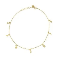Outlet 👍 Giani Bernini Moon & Stars Ankle Bracelet, Created For Macy's Silver 👍