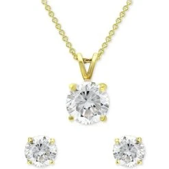 Flash Sale 🎁 Giani Bernini 2-Pc. Set Cubic Zirconia Solitaire Pendant Necklace & Matching Stud Earrings, Created For Macy's Sterling Silver 😍