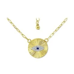 Promo ๐ฅ Giani Bernini Lab-Created Blue Sapphire & Cubic Zirconia Evil Eye Disc Pendant Necklace, 16 + 2 Extender, Created For Macy's Sterling Silver ๐