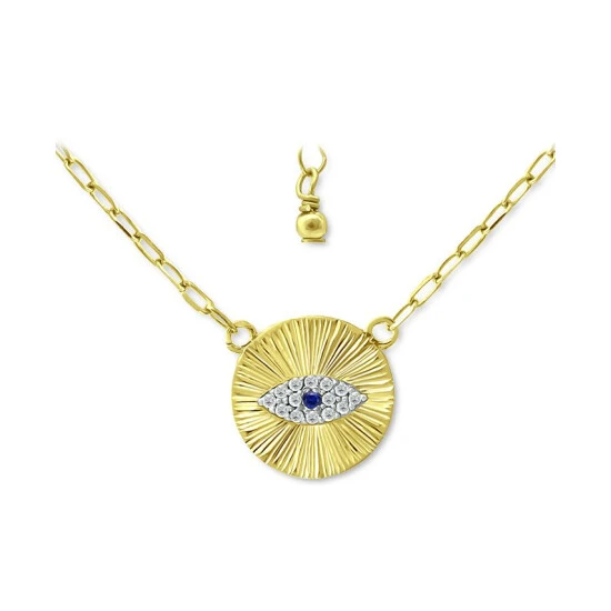 Promo 🔥 Giani Bernini Lab-Created Blue Sapphire & Cubic Zirconia Evil Eye Disc Pendant Necklace, 16 + 2 Extender, Created For Macy's Sterling Silver 🔔 1 Promo 🔥 Giani Bernini Lab-Created Blue Sapphire & Cubic Zirconia Evil Eye Disc Pendant Necklace, 16 + 2 Extender, Created For Macy's Sterling Silver 🔔