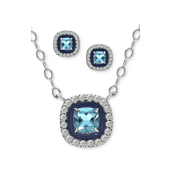 Best Pirce ⌛ Giani Bernini 2-Pc. Set Blue Topaz (1/2 Ct. T.w.), Cubic Zirconia & Enamel Pendant Necklace & Matching Stud Earrings (Also In Lab-Created Opal, Green Quartz, & Amethyst), Created For Macy's Opal/blue 🎁 2 Best Pirce ⌛ Giani Bernini 2-Pc. Set Blue Topaz (1/2 Ct. T.w.), Cubic Zirconia & Enamel Pendant Necklace & Matching Stud Earrings (Also In Lab-Created Opal, Green Quartz, & Amethyst), Created For Macy's Opal/blue 🎁 - Image 2