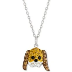 Flash Sale ๐ Giani Bernini Crystal Dog Face 18 Pendant Necklace In Sterling Silver, Created For Macy's Brown/white ๐