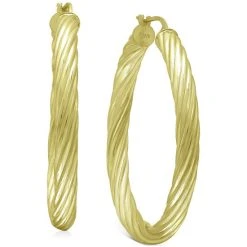Buy 😀 Giani Bernini Medium Twist Tube Hoop Earrings In 18k Gold-Plated Sterling Silver, 1.57, Created For Macy's Yy 💯