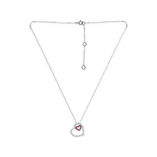 Flash Sale ✔️ Giani Bernini Lab-Created Ruby & Cubic Zirconia Heart-in-Heart Pendant Necklace In Sterling Silver, 16 + 2 Extender, Created For Macy's Red ✨ 3 Flash Sale ✔️ Giani Bernini Lab-Created Ruby & Cubic Zirconia Heart-in-Heart Pendant Necklace In Sterling Silver, 16 + 2 Extender, Created For Macy's Red ✨ - Image 3