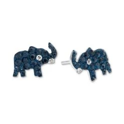 Best Sale ๐ Giani Bernini Crystal Pavรฉ Elephant Stud Earrings In Sterling Silver, Created For Macy's Dark Blue ๐