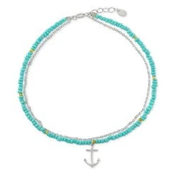 Cheapest 🎁 Giani Bernini Crystal Bead Anchor Charm Layered Ankle Bracelet In Sterling Silver, Created For Macy's ✔️