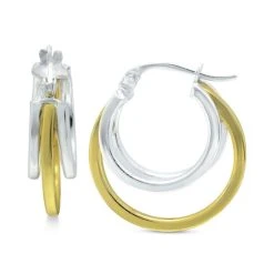 New 🤩 Giani Bernini Small Two-Tone Triple Hoop Earrings, 17mm, Created For Macy's ❤️