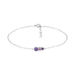 Buy 😉 Giani Bernini Purple Cubic Zirconia Graduating Three Stone Chain Ankle Bracelet In Sterling Silver, Created For Macy's 👍
