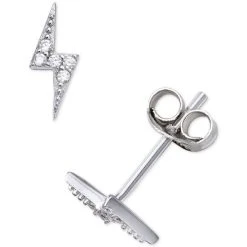 Brand new ❤️ Giani Bernini Cubic Zirconia Lightning Bolt Stud Earrings In Sterling Silver, Created For Macy's 😍