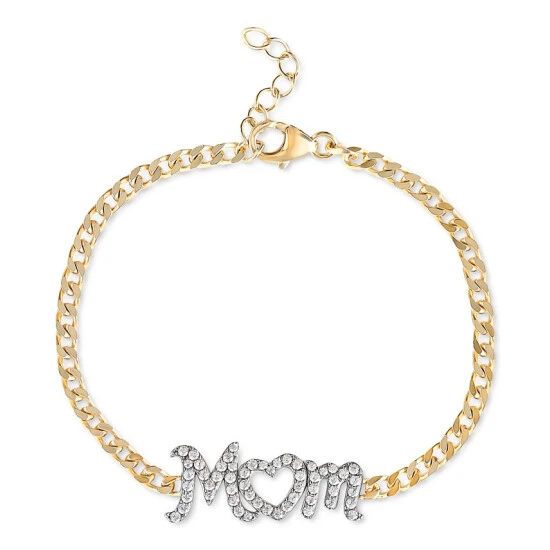 Best deal ๐ Giani Bernini Cubic Zirconia MOM Curb Link Chain Bracelet In 18k Gold-Plated Sterling Silver, Created For Macy's Gold Over Silver โจ 1 Best deal ๐ Giani Bernini Cubic Zirconia MOM Curb Link Chain Bracelet In 18k Gold-Plated Sterling Silver, Created For Macy's Gold Over Silver โจ