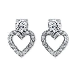 Outlet ๐ Giani Bernini Cubic Zirconia Heart Stud Earrings In Sterling Silver, Created For Macy's (Also Available In 18k Gold-plated Sterling Silver) ๐