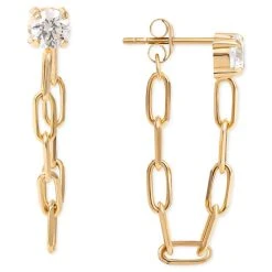 Brand new 😉 Giani Bernini Cubic Zirconia Paperclip Link Front To Back Earrings In 18k Gold-Plated Sterling Silver, Created For Macy's 🔥