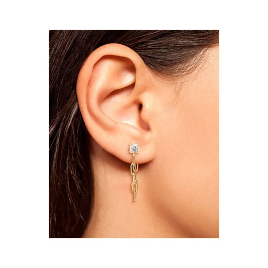 Brand new 😉 Giani Bernini Cubic Zirconia Paperclip Link Front To Back Earrings In 18k Gold-Plated Sterling Silver, Created For Macy's 🔥 2 Brand new 😉 Giani Bernini Cubic Zirconia Paperclip Link Front To Back Earrings In 18k Gold-Plated Sterling Silver, Created For Macy's 🔥 - Image 2