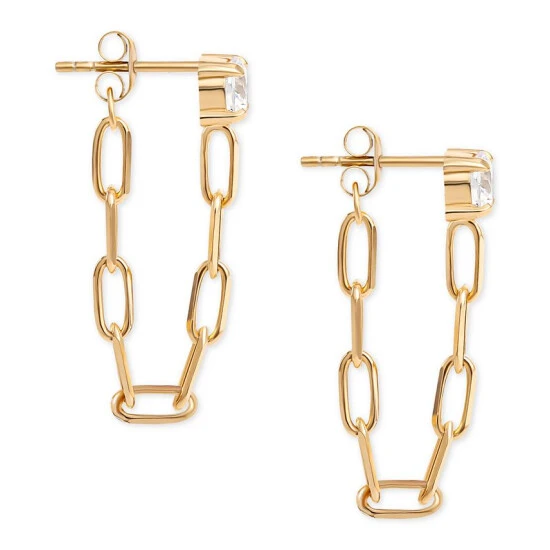 Brand new 😉 Giani Bernini Cubic Zirconia Paperclip Link Front To Back Earrings In 18k Gold-Plated Sterling Silver, Created For Macy's 🔥 4 Brand new 😉 Giani Bernini Cubic Zirconia Paperclip Link Front To Back Earrings In 18k Gold-Plated Sterling Silver, Created For Macy's 🔥 - Image 4