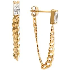Promo โค๏ธ Giani Bernini Cubic Zirconia Chain Front & Back Earrings In 18k Gold-Plated Sterling Silver, Created For Macy's ๐งจ