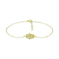 Buy ⌛ Giani Bernini Cubic Zirconia Hamsa Hand Ankle Bracelet, Created For Macy's Sterling Silver 😍