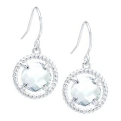 New ๐ Giani Bernini Round Crystal Wire Drop Earrings In Sterling Silver. Available In Clear, Blue, Green Or Purple โญ