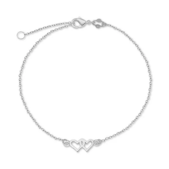 Brand new ๐ Giani Bernini Double-Heart Chain Ankle Bracelet In Sterling Silver โ 1 Brand new ๐ Giani Bernini Double-Heart Chain Ankle Bracelet In Sterling Silver โ