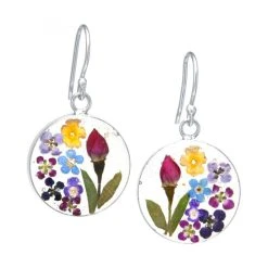 New ๐ฏ Giani Bernini Medium Round Dried Flower Earrings In Sterling Silver. Available In Multi, Blue Or Purple โ