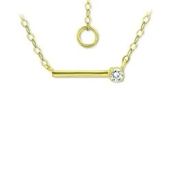 Deals 😀 Giani Bernini Cubic Zirconia Solitaire Bar Pendant Necklace, 16 + 2 Extender, Created For Macy's Gold ✨