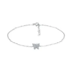Deals ⭐ Giani Bernini Cubic Zirconia Butterfly Ankle Bracelet In Sterling Silver, Created For Macys 😍