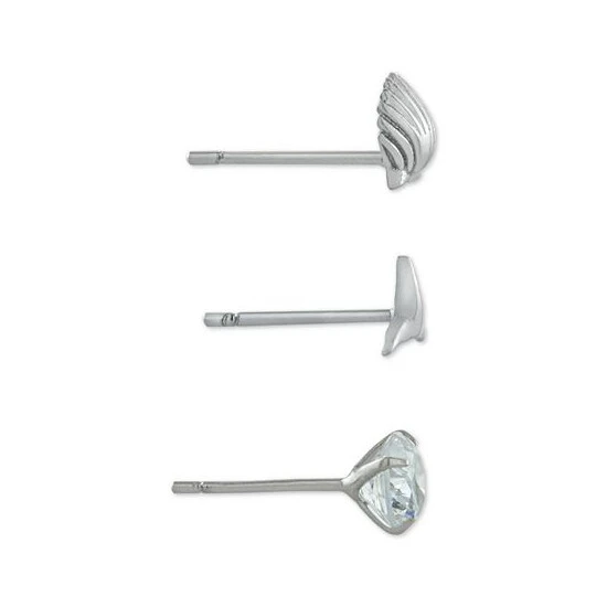 Outlet ✔️ Giani Bernini 3-Pc. Set Cubic Zirconia & Ocean-Themed Stud Earrings In Sterling Silver, Created For Macy's ⭐ 3 Outlet ✔️ Giani Bernini 3-Pc. Set Cubic Zirconia & Ocean-Themed Stud Earrings In Sterling Silver, Created For Macy's ⭐ - Image 3