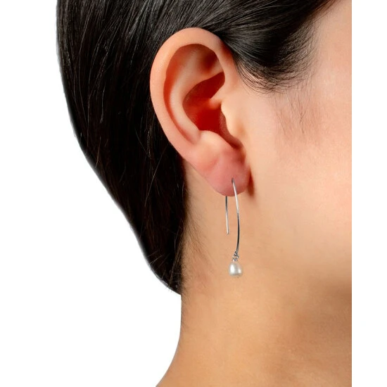 New ⌛ Giani Bernini Cultured Freshwater Pearl Threader Earrings In Sterling Silver (Also In Onyx), Created For Macy's ✔️ 2 New ⌛ Giani Bernini Cultured Freshwater Pearl Threader Earrings In Sterling Silver (Also In Onyx), Created For Macy's ✔️ - Image 2