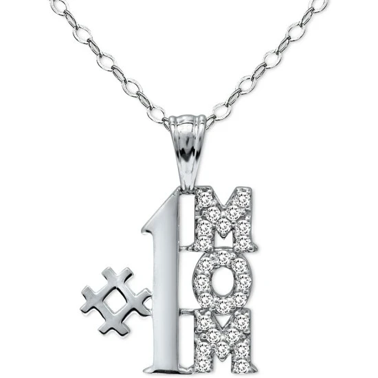 Best Sale โ Giani Bernini Cubic Zirconia #1 Mom Pendant Necklace In Sterling Silver, 16 + 2 Extender, Created For Macy's ๐ 1 Best Sale โ Giani Bernini Cubic Zirconia #1 Mom Pendant Necklace In Sterling Silver, 16 + 2 Extender, Created For Macy's ๐