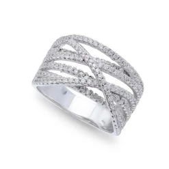 Discount 🎁 Giani Bernini Cubic Zirconia Pave Interlocking Ring (1-1/6 Ct. T.w.) In Sterling Silver 🎉