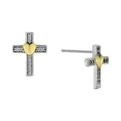 Best Sale ๐ Giani Bernini Cubic Zirconia (1/5 Ct. T.w.) Heart Cross Stud Earrings In Sterling Silver ๐ฅ
