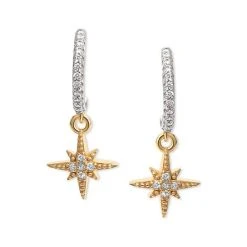 Outlet 🎁 Giani Bernini Cubic Zirconia Star Dangle C Hoop Earrings In Sterling Silver & Gold-Plate, Created For Macy's Two Tone 😉 -Giani Bernini Shop unnamed file 2603