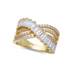 Wholesale ❤️ Giani Bernini Cubic Zirconia Triple Row Baguette & Pave Crossover Ring (3 Ct. T.w.) In Sterling Silver Or 18K Gold Over Sterling Silver 💯