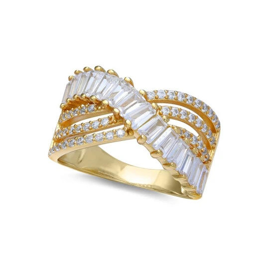 Wholesale ❤️ Giani Bernini Cubic Zirconia Triple Row Baguette & Pave Crossover Ring (3 Ct. T.w.) In Sterling Silver Or 18K Gold Over Sterling Silver 💯 1 Wholesale ❤️ Giani Bernini Cubic Zirconia Triple Row Baguette & Pave Crossover Ring (3 Ct. T.w.) In Sterling Silver Or 18K Gold Over Sterling Silver 💯