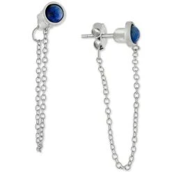 New 🤩 Giani Bernini Lapis Front & Back Chain Drop Earrings In Sterling Silver, Created For Macy's 🔔