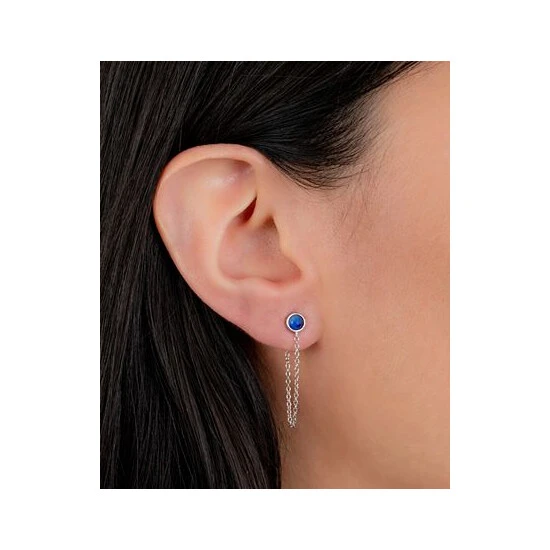 New ๐คฉ Giani Bernini Lapis Front & Back Chain Drop Earrings In Sterling Silver, Created For Macy's ๐ 2 New ๐คฉ Giani Bernini Lapis Front & Back Chain Drop Earrings In Sterling Silver, Created For Macy's ๐ - Image 2