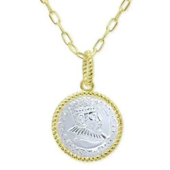 Deals 🥰 Giani Bernini Two-Tone Coin Pendant Necklace In Sterling Silver & 18k Gold-Plate, 16 + 2 Extender, Created For Macy's Gold Over Silver ❤️