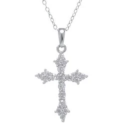 Coupon 💯 Giani Bernini Cubic Zirconia 18 Cross Pendant Necklace In Sterling Silver, Created For Macy's 👍