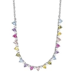 Outlet ❤️ Giani Bernini Multicolor Cubic Zirconia Heart 18 Collar Necklace In Sterling Silver, Created For Macy's 👍