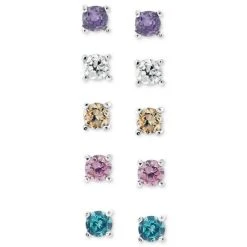 Promo ✨ Giani Bernini Sterling Silver Earring Set, Multicolor Cubic Zirconia Five Stud Earring Set (1 Ct. T.w.) 🎉