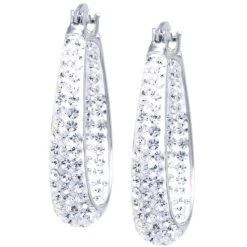 Promo โ Giani Bernini Crystal Pavรฉ In & Out Oval Hoop Earrings In Sterling Silver, Created For Macy's ๐