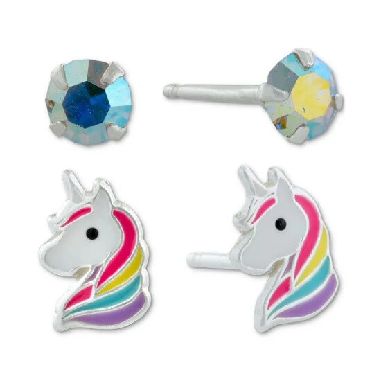 Outlet ⌛ Giani Bernini 2-Pc. Set Crystal & Enamel Unicorn Stud Earrings In Sterling Silver, Created For Macy's Multi ⭐ 1 Outlet ⌛ Giani Bernini 2-Pc. Set Crystal & Enamel Unicorn Stud Earrings In Sterling Silver, Created For Macy's Multi ⭐