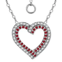 Deals 🎉 Giani Bernini Lab-Created Ruby & Cubic Zirconia Heart Pendant Necklace In Sterling Silver, 16 + 2 Extender, Created For Macy's ✔️